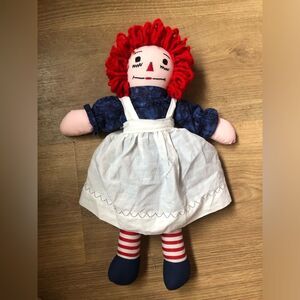 Classic Raggedy Ann Rag Doll with Red Hair and Blue Dress